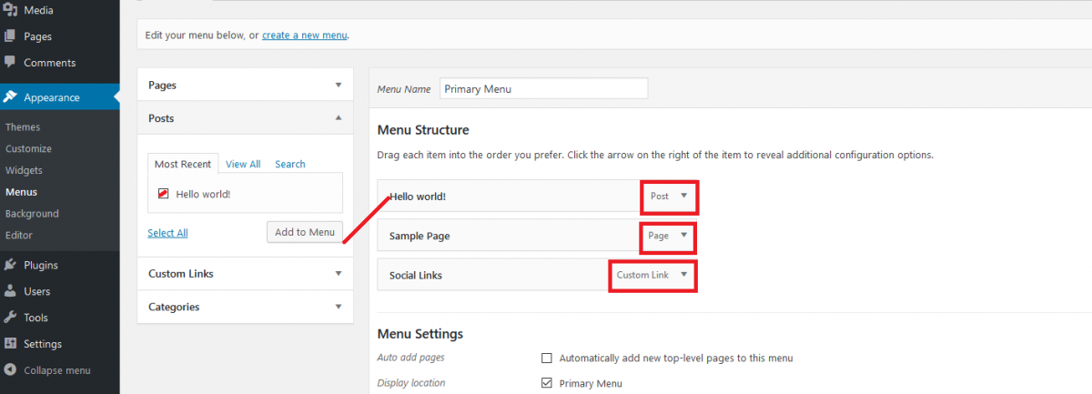 navigation menus in wordpress